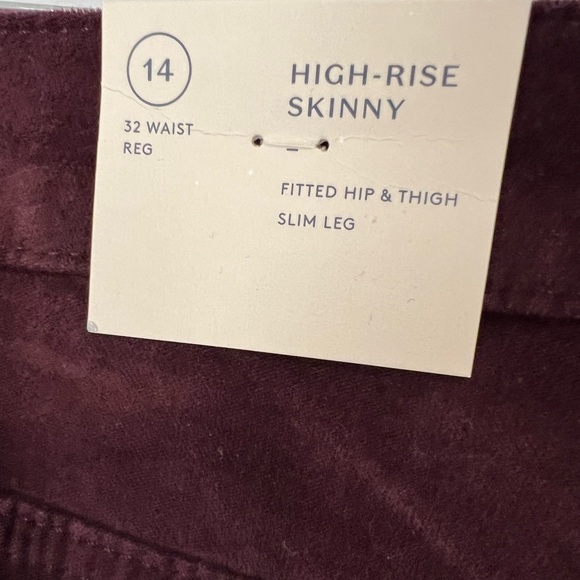 High Rise Cotton Velour Jean Style Pants Size 14 Burgundy ~ Universal Threa… - Picture 3 of 5